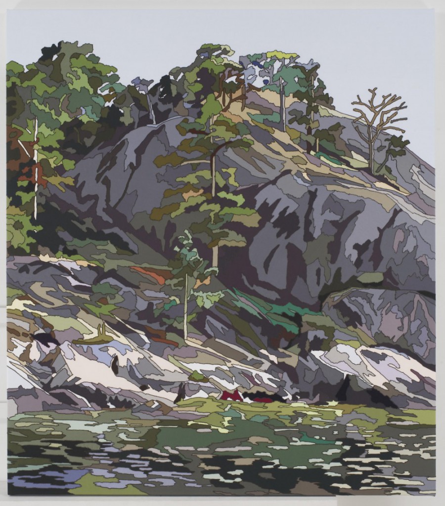 Rowena Dring, Small Island, 2005, stitched fabric on canvas, 150 x 130 cm