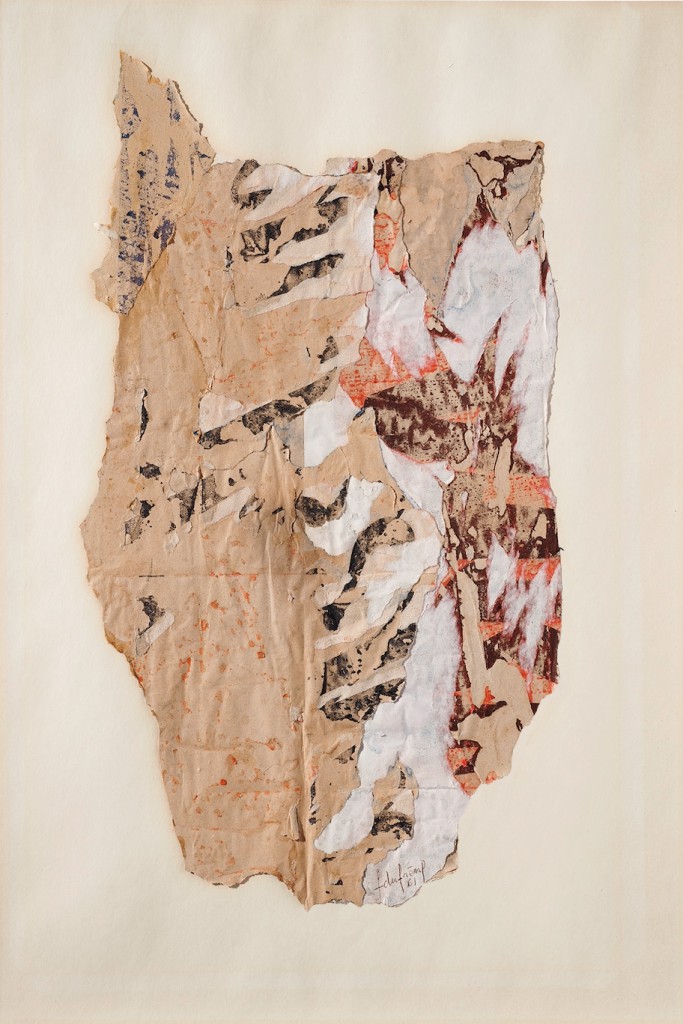 François Dufrêne, poster tear-off/décollage, 1961, 62,5x45 cm, signed and dated, price uopn request (framed)
